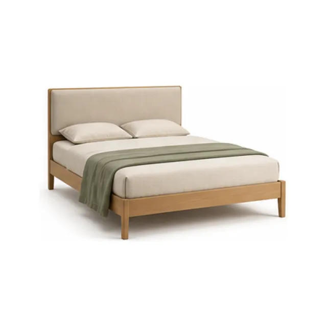 Queen Platform Bed Frame - Deep Walnut Finish white-background product packshot