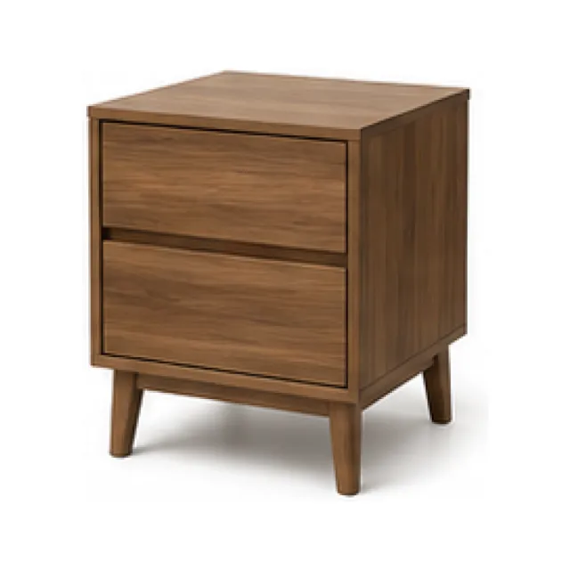 Two-Drawer Bedside Table - Deep Walnut Finish white-background product packshot