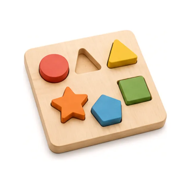 Wooden Shape Sorting Board - Sand Finish white-background product packshot