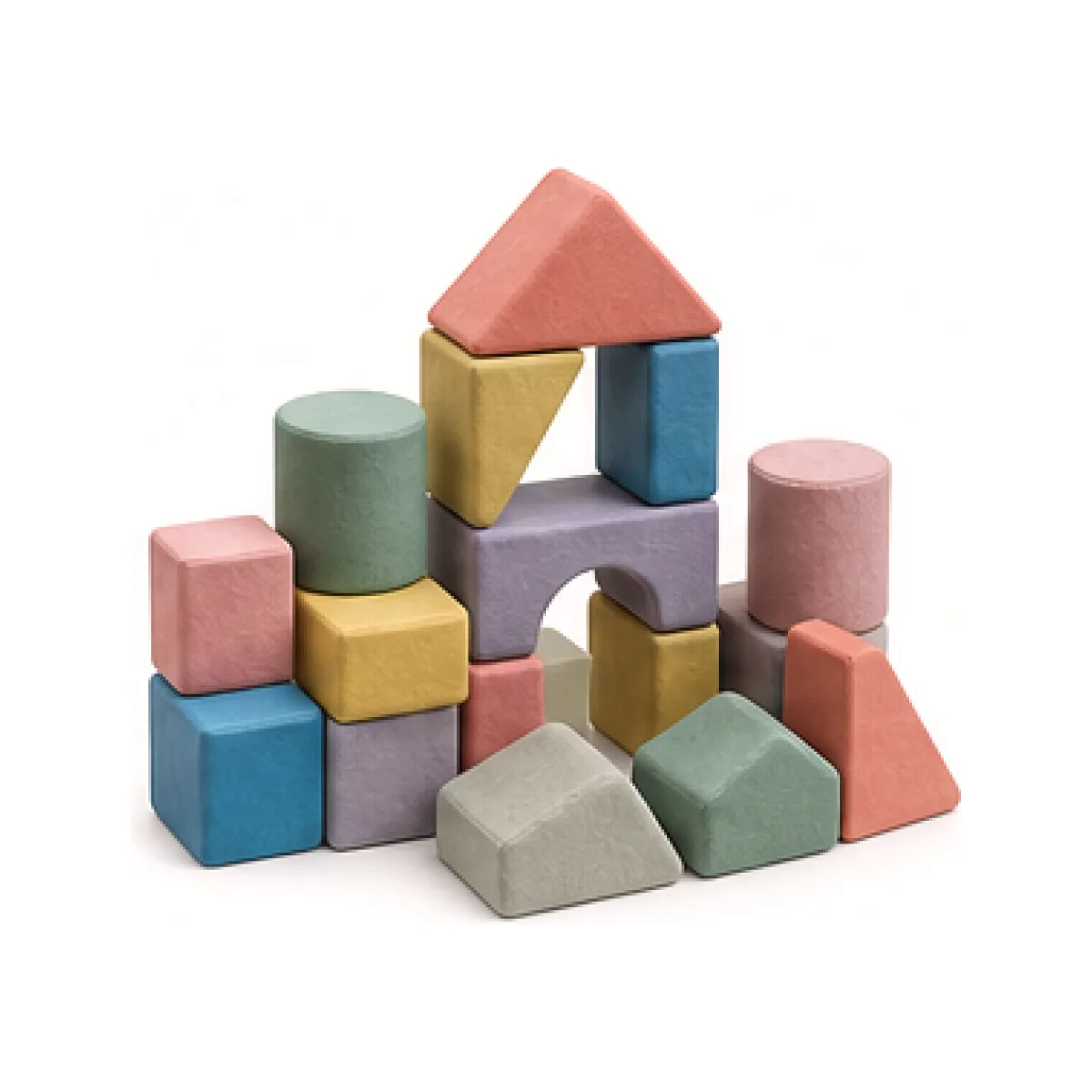 Soft Fabric Building Block Set - Sand Finish white-background product packshot