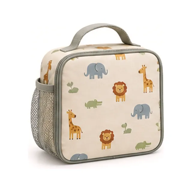 Animal Pattern Lunch Bag - Sand Finish white-background product packshot
